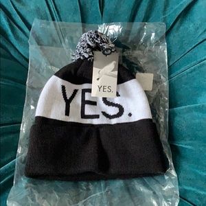 YES Pom beanie